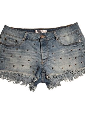 No Boundaries Denim Mini Skirt - Blue with Gold Stitching